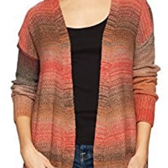 Angie Multicolor Fall Colors Open Front Long Line Cardigan Size Small - Picture 6 of 6